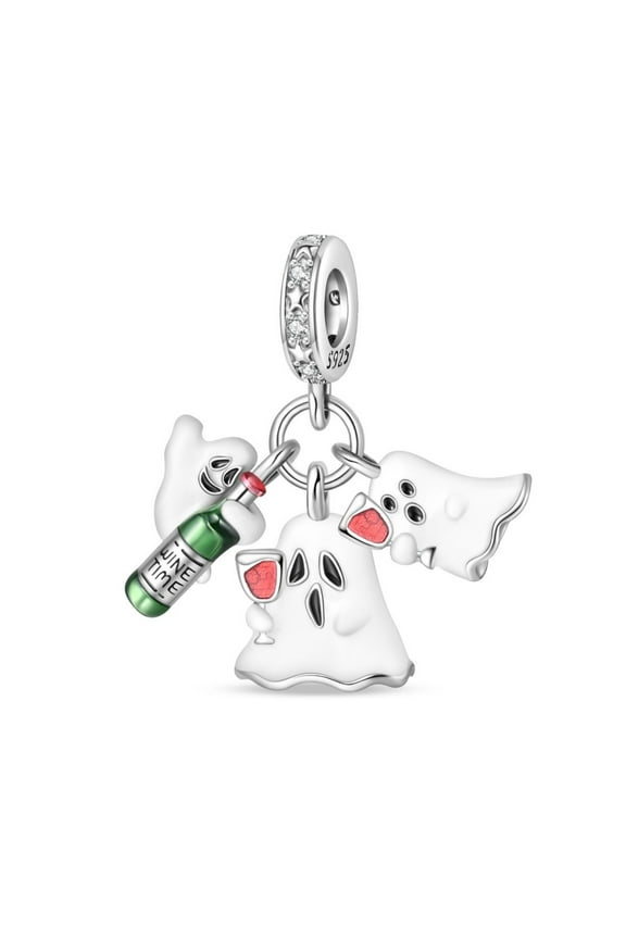 925 Sterling Silver Charm Luminous Cheers Buddy Pendant Charm For Bracelet or Necklace DIY Halloween Jewelry Gifts