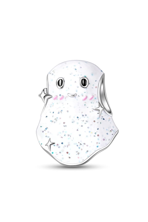 925 Sterling Silver Charm Luminous Mini Ghost Beads Charm For Bracelet or Necklace DIY Halloween Jewelry Gifts