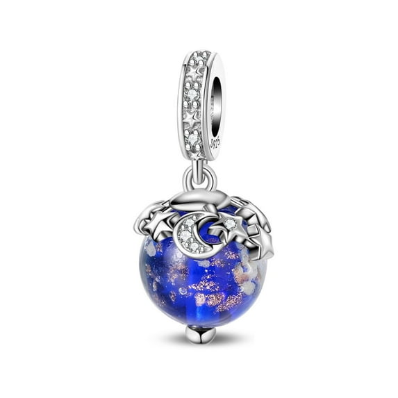 KUNSIR 925 Sterling Silver Charm Star Moon Glow Pendant For Bracelet Dangle DIY