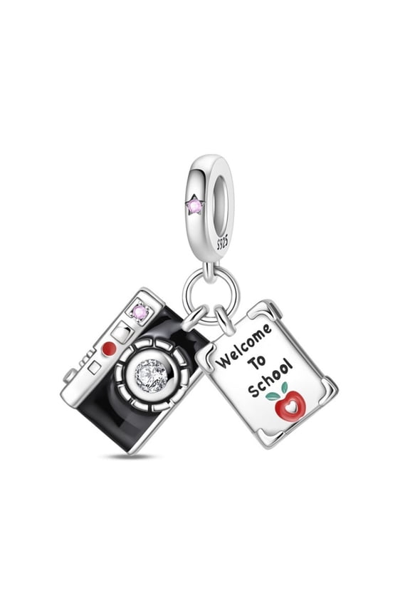 925 Sterling Silver Charm Student Memory Camera Charm For Bracelet Dangle