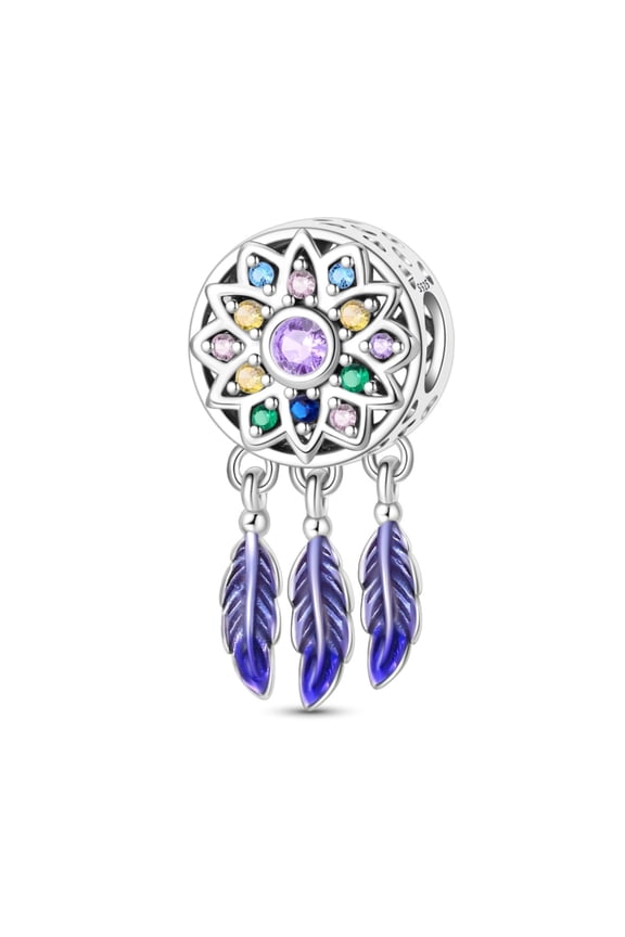 925 Sterling Silver Dreamcatcher Charms Fits Woman Bracelet Necklace Beads Pendants