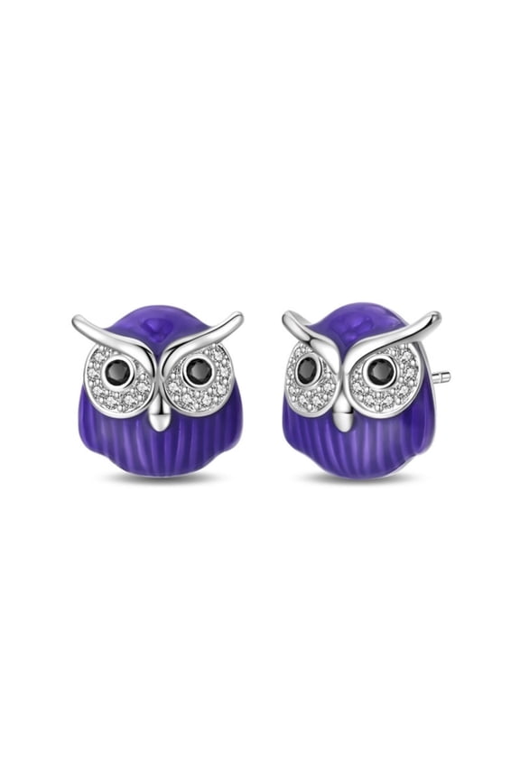 925 Sterling Silver Owl Stud Earrings, Animal Wisdom Jewelry Gift for Women