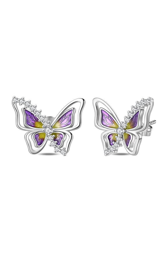 925 Sterling Silver Purple Butterfly Stud Earrings for Women Jewelry Gift Jewelry Gifts