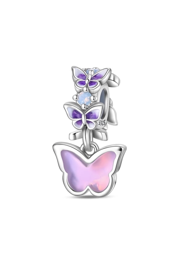 925 Sterling Silver Romantic Butterfly Dangle Charm For Bracelet Charm