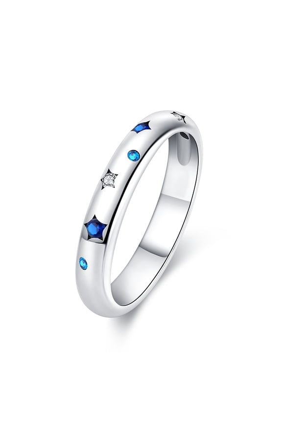 925 Sterling Silver Sparkling Finger Ring CZ Bang Rings For Women Jewelry Size 9