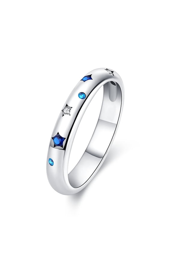 925 Sterling Silver Sparkling Finger Ring CZ Bang Rings For Women Jewelry Size 9