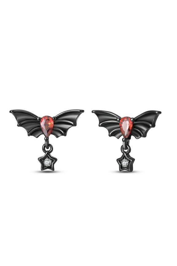 925 Sterling Silver Stud Earrings With AAA CZ Mysterious Bat For Women & Men