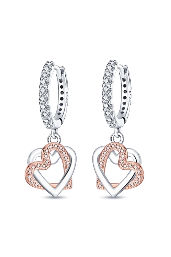 925 Sterling Silver Heart Dangle Drop Earrings for Women, Trendy French Style Silver Leverback Earrings, Hypoallergenic Jewelry