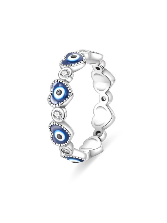 Evil Eye Band Ring for Women, Good Luck Symbol Jewelry Gift