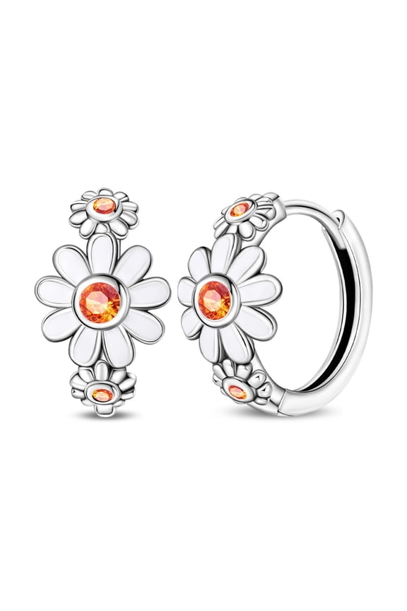 Fashion Women Daisy Hoop Earrings 925 Sterling Silver Jewelry Gift Trendy