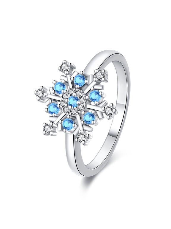 Snowflake Ring for Women, Winter Theme Band Ring, Holiday Jewelry Gift