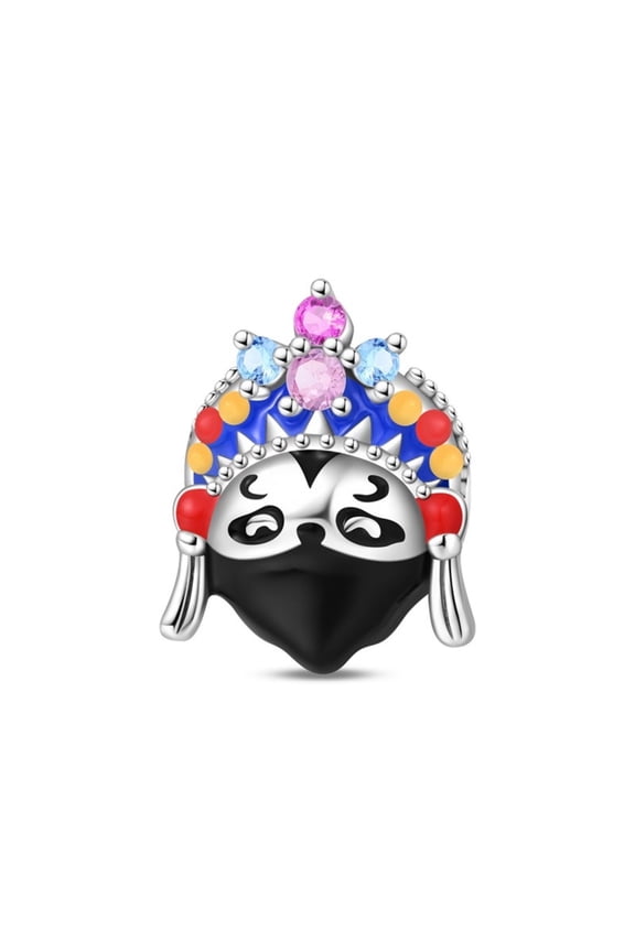 Sterling Silver Charm AAA CZ Opera Mask Panda Beads For European Bracelet