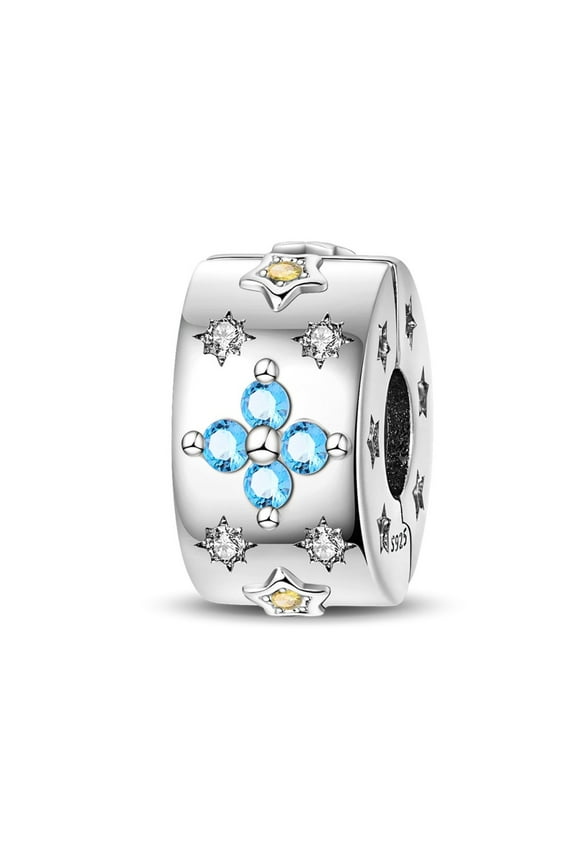 Sterling Silver Clip Spacer Charm Lock Stopper Bead For Chain Bracelet