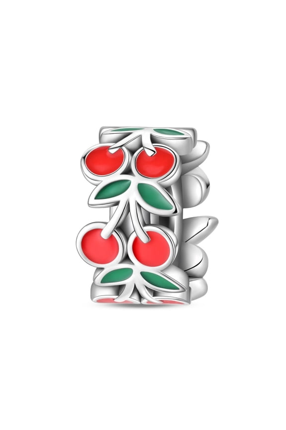 Sterling Silver Fruit Charm Sweet Cherry Beads For Women Bracelet Charms