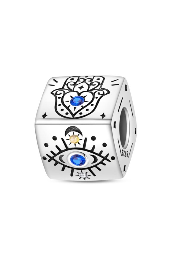Sterling Silver Lucky Charm AAA CZ Lucky Dice Beads For Bracelet DIY Gift