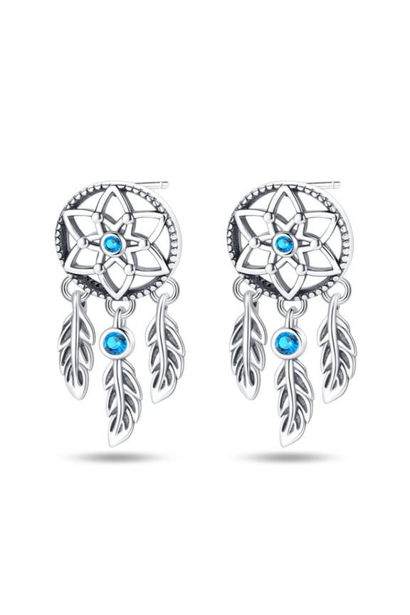 Stud Earrings for Women 925 Sterling Silver | Boho Feather Dangle Earrings | Hypoallergenic Lightweight for Daily Wear, Party, Wedding