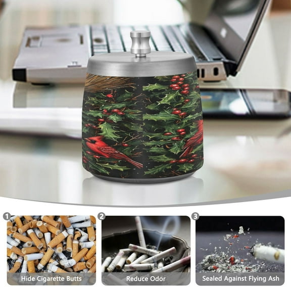 YAZAOO Ashtray for Cigarettes Stainless Creativity Hat Winter Snowman Pattern Steel Smokeless Ashtrays