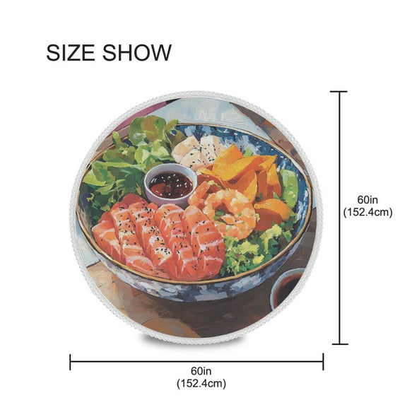 KUNWANG Round Tablecloth Fish Salad Pattern Tableclothes