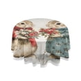 thumbnail image 1 of YAZAOO Round Tablecloth Rabbit Holding Bouquets Pattern Tableclothes, 1 of 8