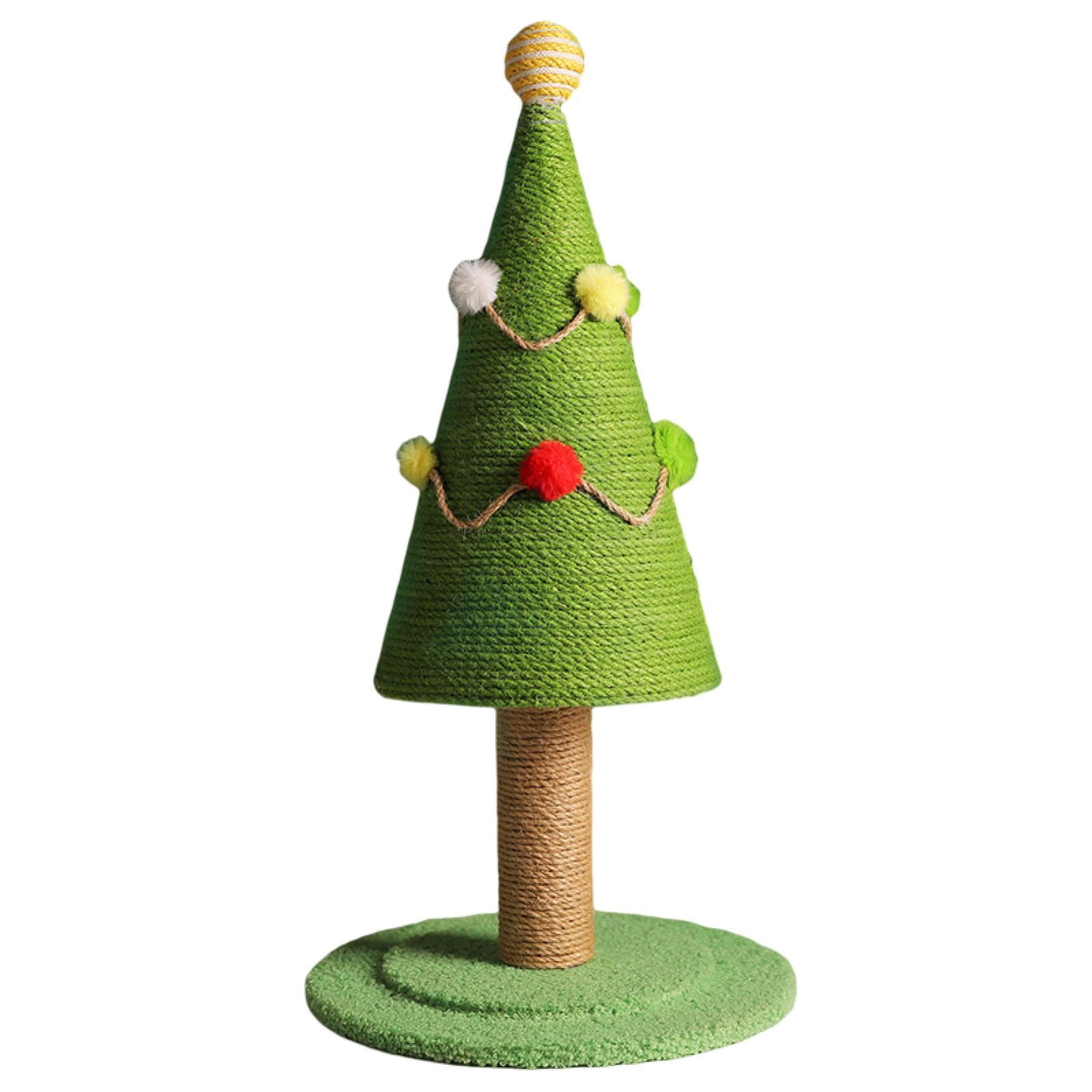 KUNyu Cat Scratching Board Christmas Tree Shape Cat Grab Column Natural