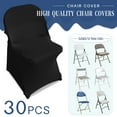 thumbnail image 1 of KUOGO 30 Pieces Polyester Stretch Folding Chair Covers for Universal Chair Protectors Removable and Washable for Wedding Party Catering and Banquet Events (Black), 1 of 10