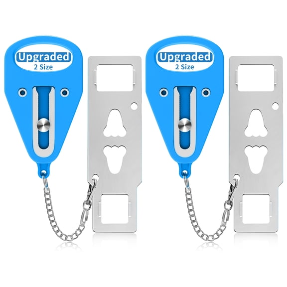 KUOGO Portable Travel Door Lock Blue of 2 Pieces, Door Lock Securing Doors from Inside, Simple Effective Reliable for Hotel Doors and Apartment Doors, Suitable for Family Trip or Traveling Alone
