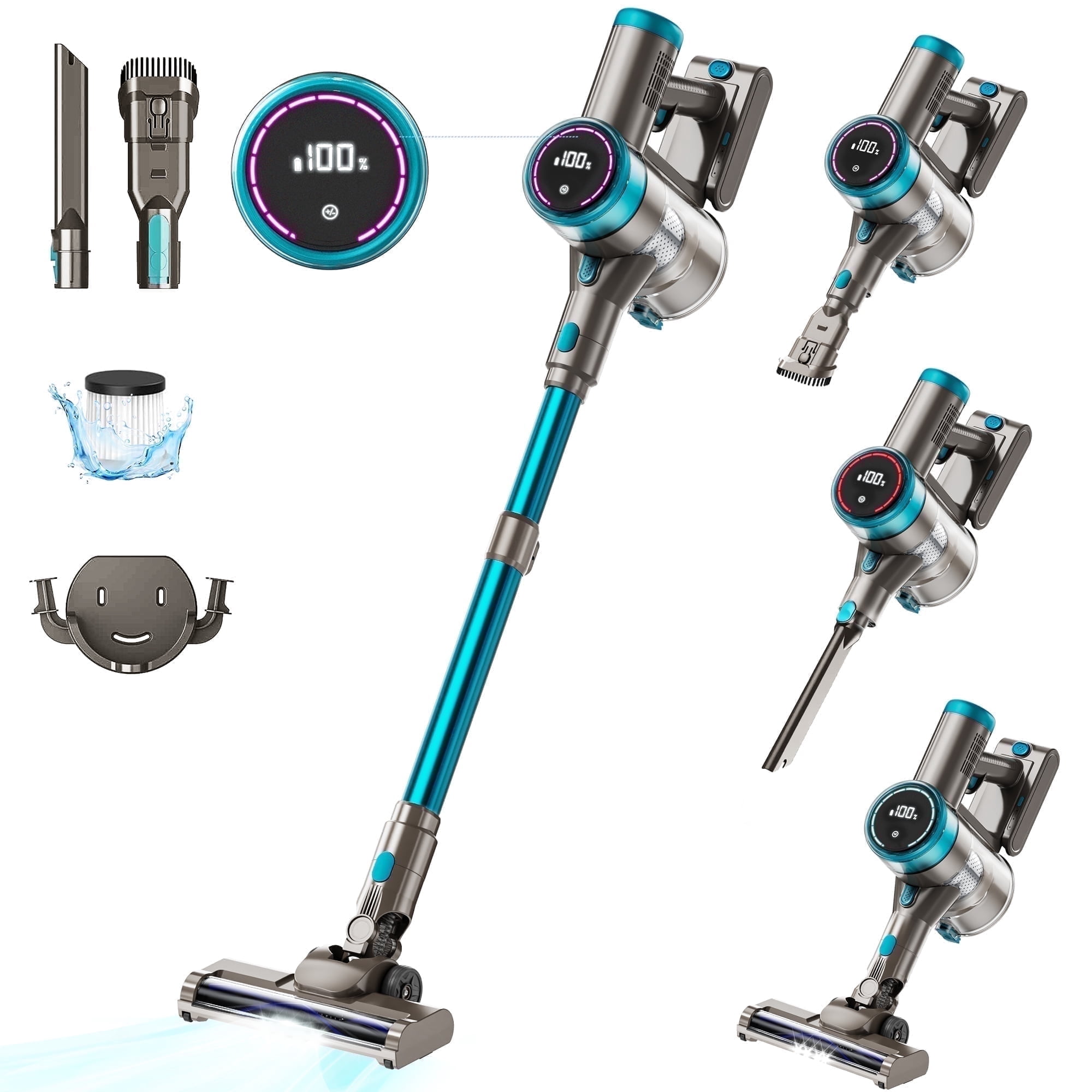 KANFUAQ Cordless Vacuum Cleaner 38000PA/400W Stick Vacuum 50min 2200mAh for Home Pet Hair Car Carpet Hardwood Floor