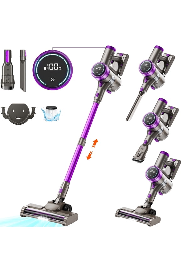 Cordless Stick Vacuum Cleaner 38KPA 50Mins 2200mAh Lightweight for Home Pet Hair Carpet Hard Floor