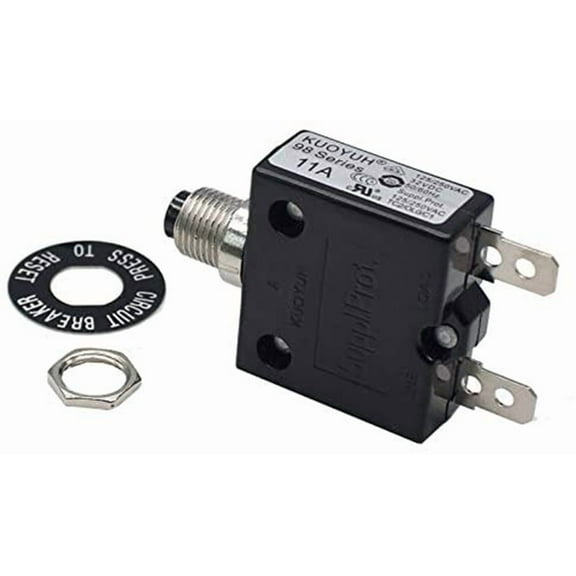 KUOYUH 11 Amp 125/250VAC 32/50VDC 98 Series Push-To-Reset Thermal Overload Protector Circuit Breaker