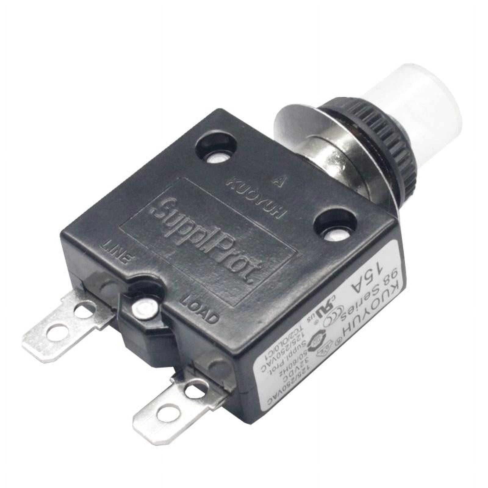 Dust Button KUOYUH 15 Amp 98 Series Quick Connect Terminals Push-To-Reset Thermal ...