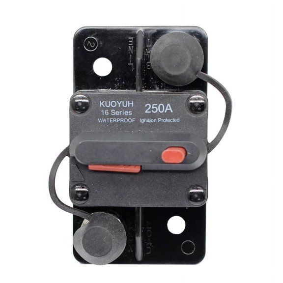 KUOYUH 16F Series Waterproof Circuit Breaker 250A Suitable for Marine, RV Cars, Truck Tailboards, ATVs, Winches, Electric Anchors, Battery Protection, Vehicle-Mounted Inverters, etc.