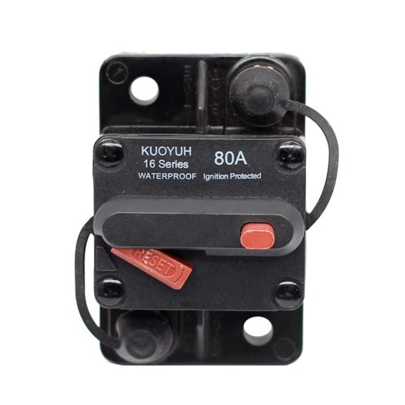 KUOYUH 16F Series Waterproof Circuit Breaker 80A Suitable for Marine, RV Cars, Truck Tailboards, ATVs, Winches, Electric Anchors, Battery Protection, Vehicle-Mounted Inverters, etc.