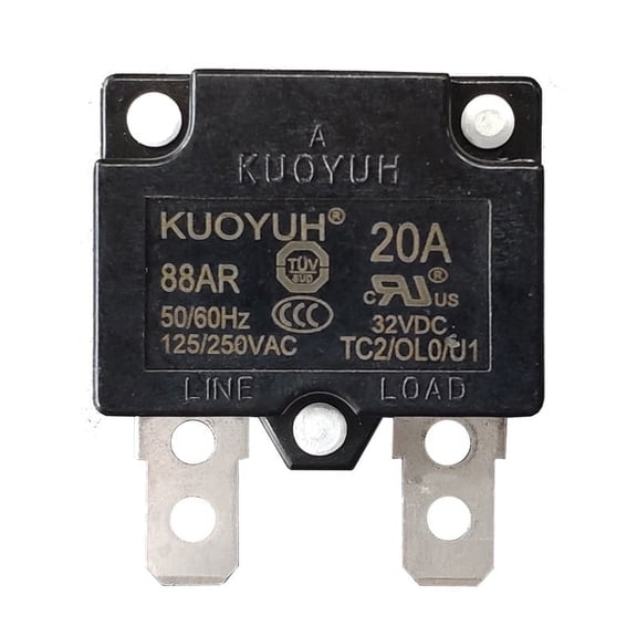 Genuine KUOYUH 20 Amp 88AR Series Quick Connect Terminals Automatic-Reset Thermal Circuit Breaker (20A)