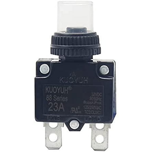KUOYUH 23 Amp 125/250VAC 32/50VDC 88 Series Push-To-Reset Thermal Overload Protector Circuit Breaker