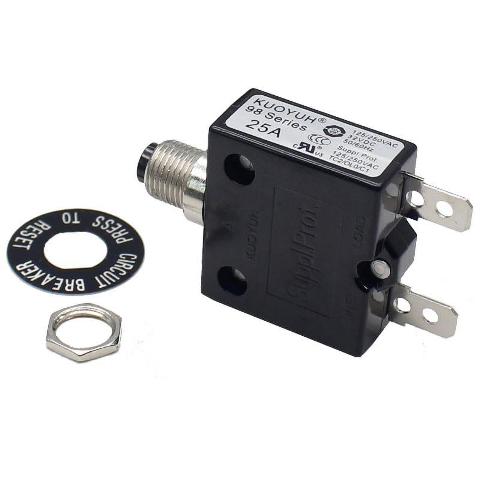 KUOYUH 25 Amp 98 Series Quick Connect Terminals PushToReset Thermal