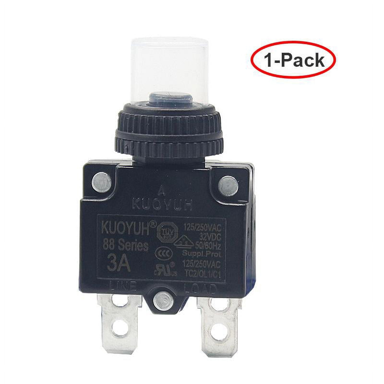 Dust Button KUOYUH 3 Amp 88 Series Quick Connect Terminals Push-To-Reset Thermal ...