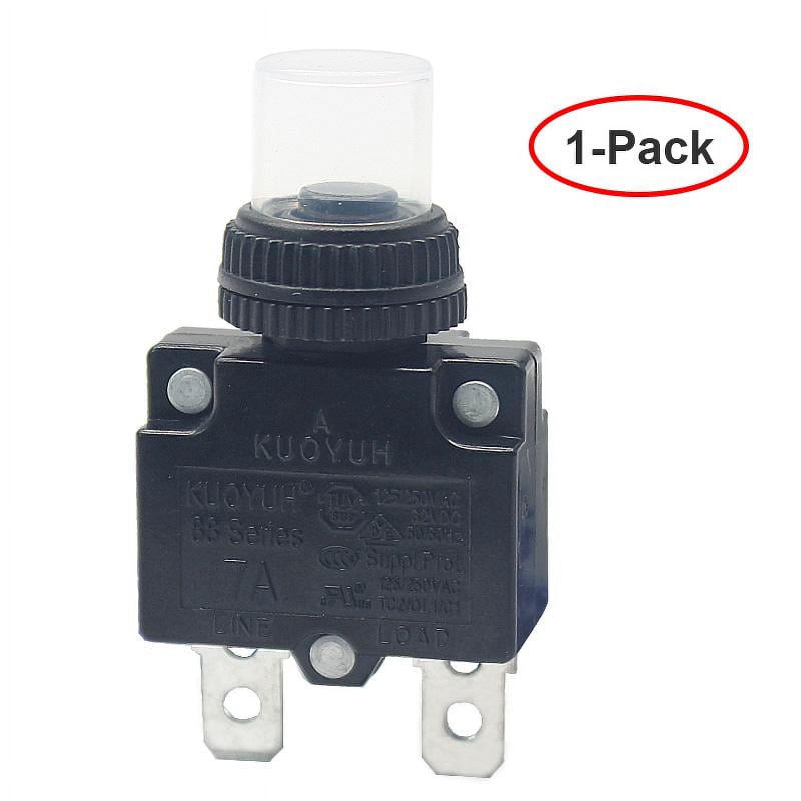 KUOYUH 88 Series Push-to-Reset Thermal Circuit Breaker - 25 Amp, 125/250VAC, 1-Pack (22-30A Range)