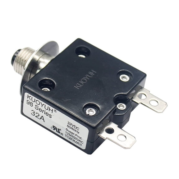 KUOYUH 98 Series, 32AMP, 125/250VAC 32VDC, Push Button Manual Reset Thermal Overload Circuit Breaker