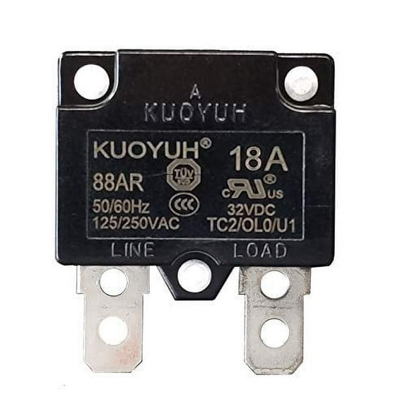 KUOYUH USA 18 Amp 125/250VAC 32/50VDC 88AR Series Automatic-Reset Thermal Overload Protector Circuit Breaker (1 Pack)
