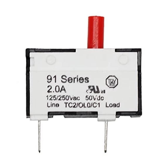 KUOYUH USA 2A 125/250VAC 32/50VDC 91 Series Quick Connect Terminals Push-to-Reset Thermal Overload Protector Circuit Breaker (2 Amp)