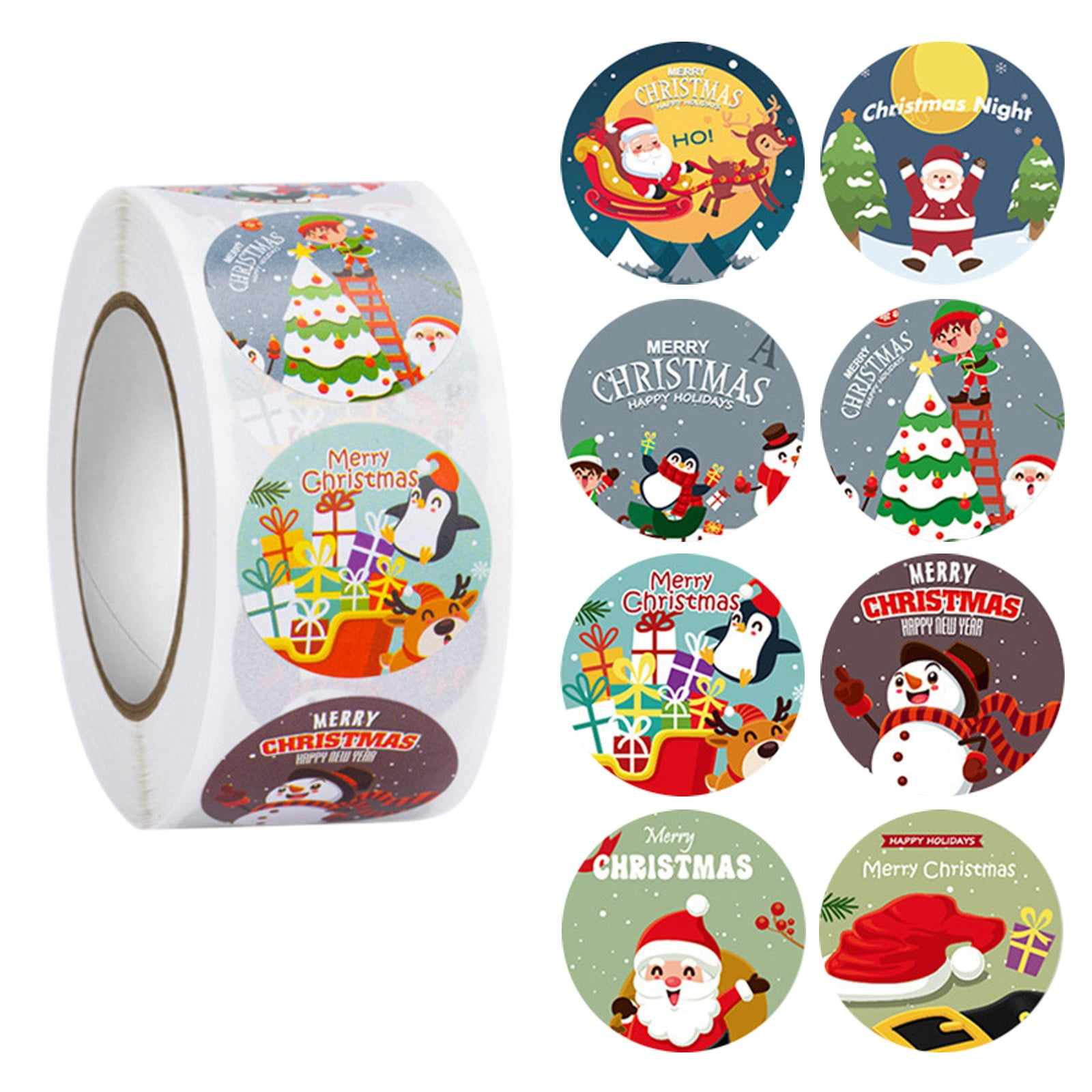 KUOZHUOW Christmas 1 Roll 500 PC Seal Sticker Christmas Candy Christmas ...