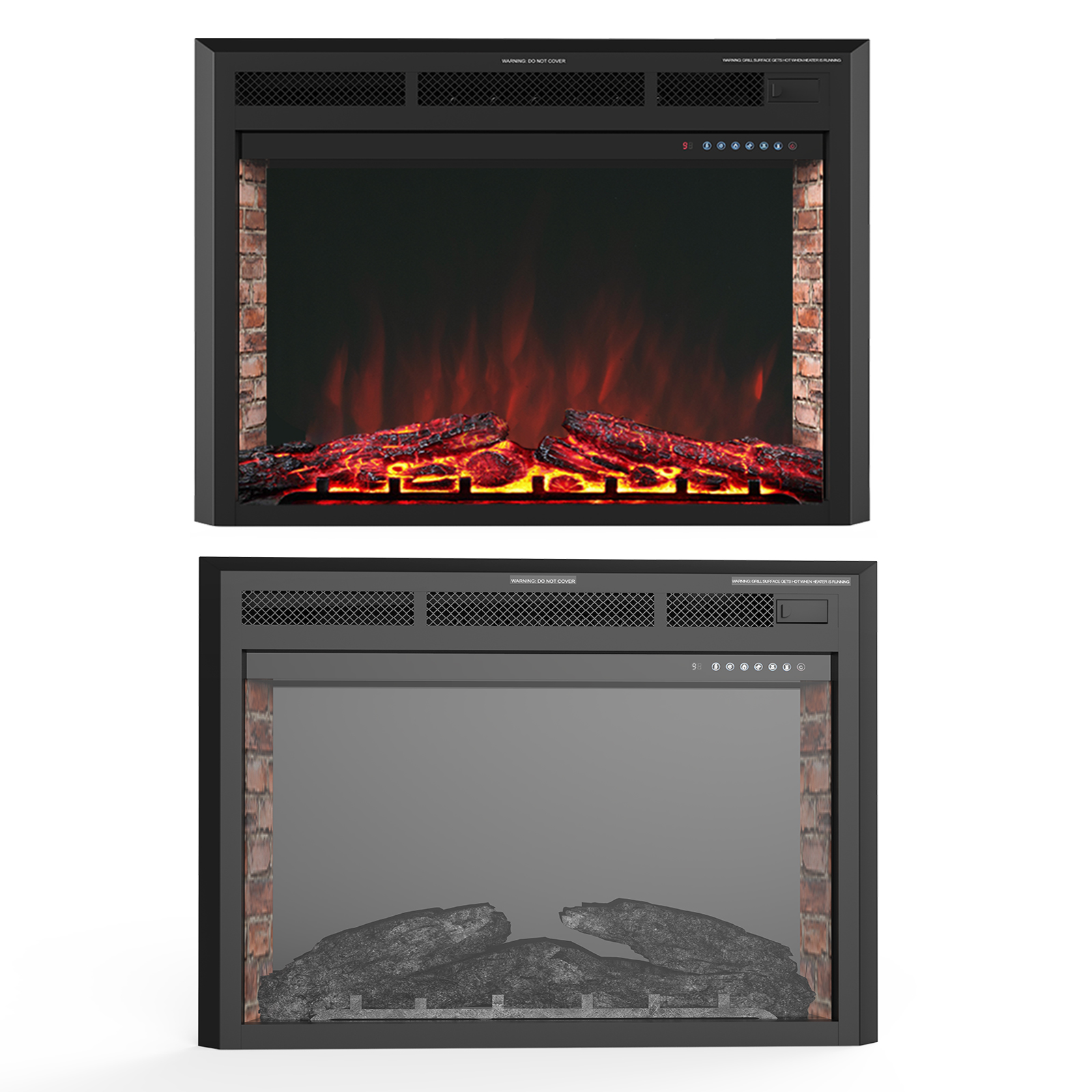 KUPPET Electric Fireplace Insert, Freestanding & Recessed Electric
