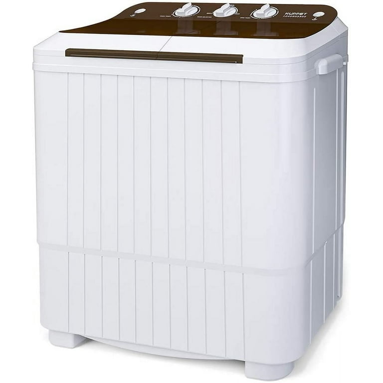 KUPPET Portable Washing Machine, 17lbs Compact Twin Tub Wash&Spin Combo for  Apartment, Dorms, RVs, Camping and More, White And Brown