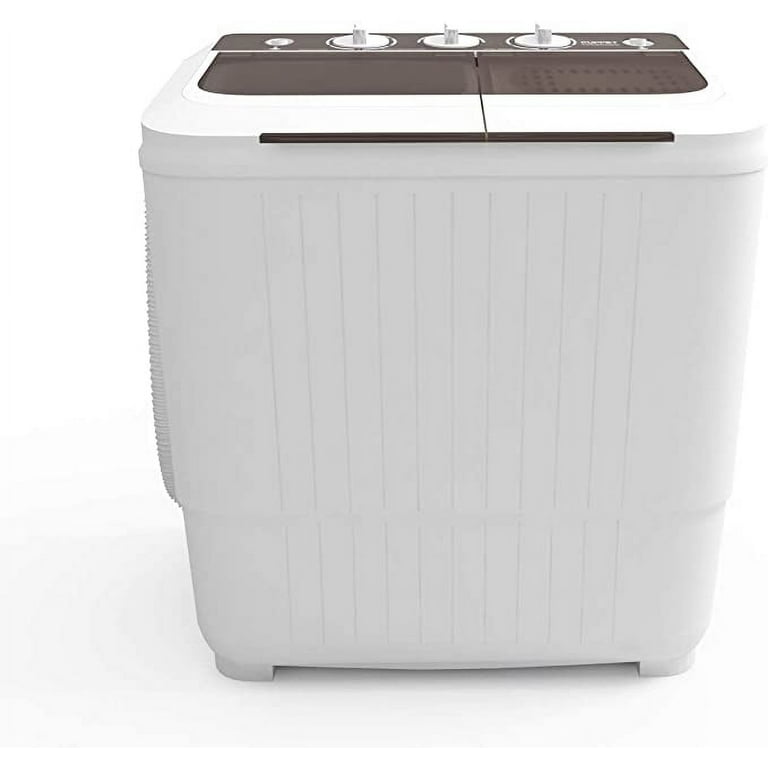 KUPPET Portable Washing Machine, KUPPET 16.5lbs Compact Twin Tub Wash&Spin  Combo for Apartment, Dorms, RVs, Camping and More, White&Brown