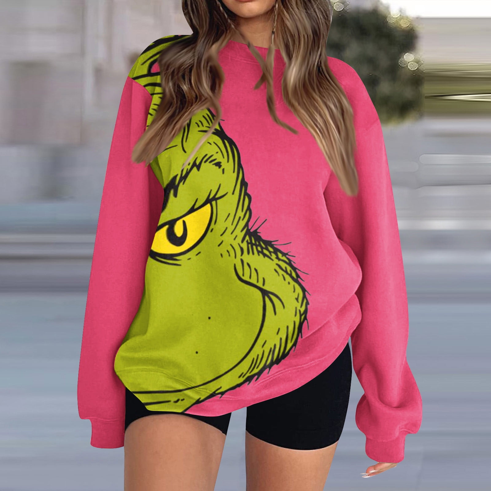 KUPW Women's Grinch Printed Crewneck Sweatshirts Grinch Christmas