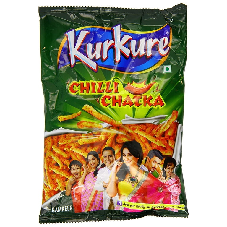 桃原チーガ　チャーギ　クヮーギ KURKURE, Chilli Chatka, Pack of 6, 3.17oz, Extra Spicy Snack