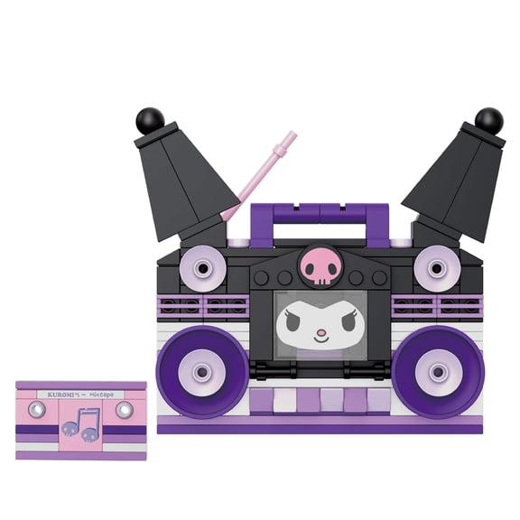 Brickcraft Hello Kitty and Friends Kuromi Boombox Building Kit (142-Piece Set), Retro Stereo with Mixtape Feature, Collectible Sanrio Display