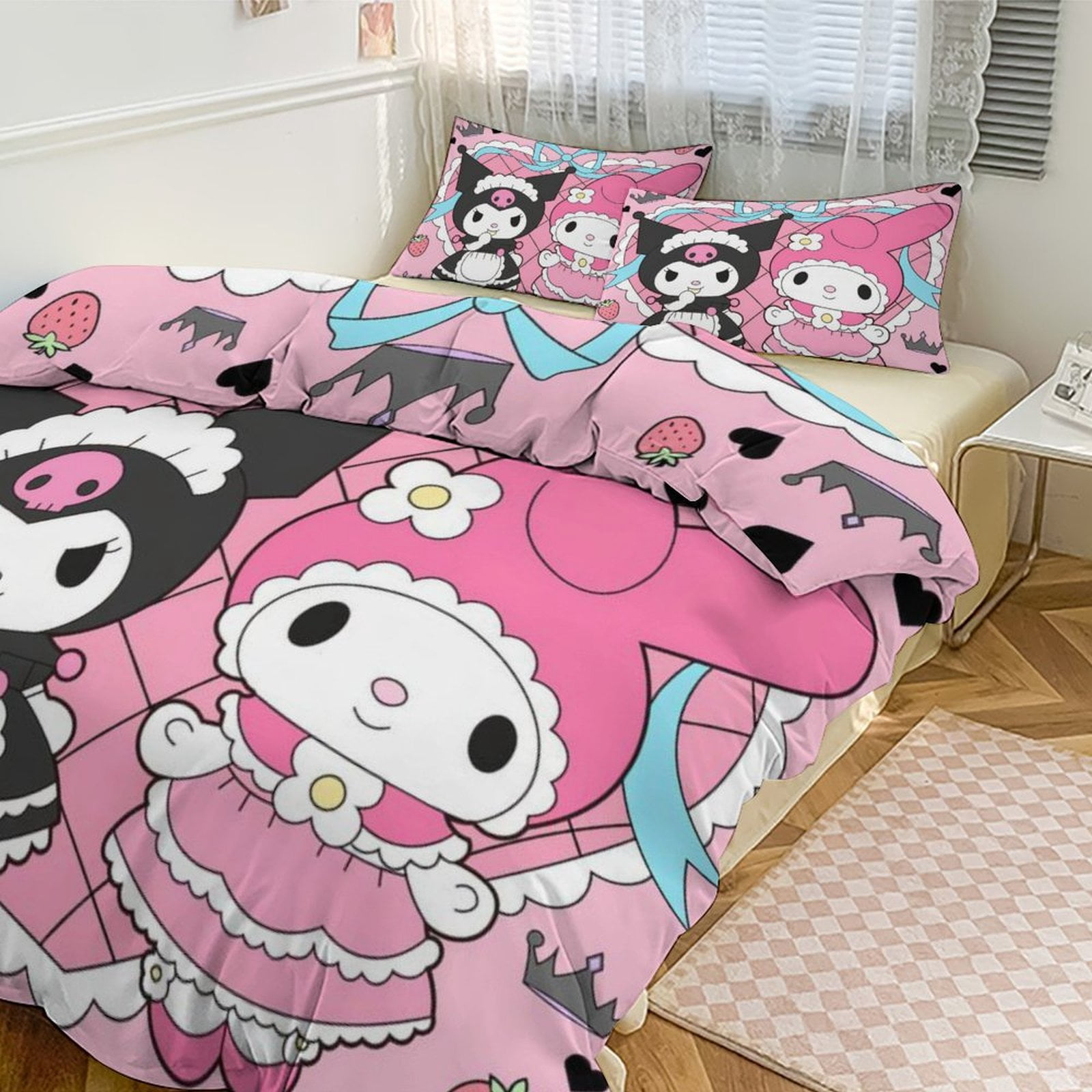 KUROMI Bedding Set Anime Threepiece for Boys Girls Teens Full