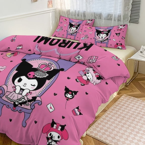 Cartoon rabbit Bedding Set Anime Three-piece for Boys Girls Teens Full