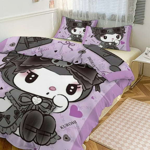 KUROMI Bedding Set Anime Three-piece for Boys Girls Teens Queen